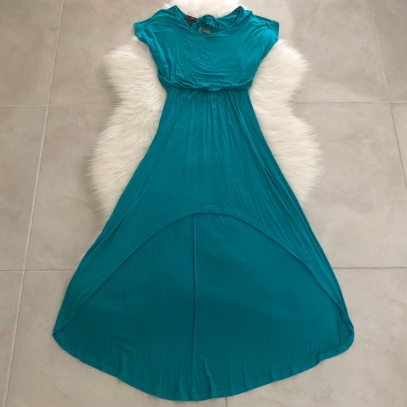 Teal High Low Maxi Dress, size Small - Picture 1 of 7